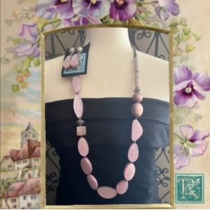 Chico's “Pao” Long Lavender Multi Shape Chunky necklace and earrings set​